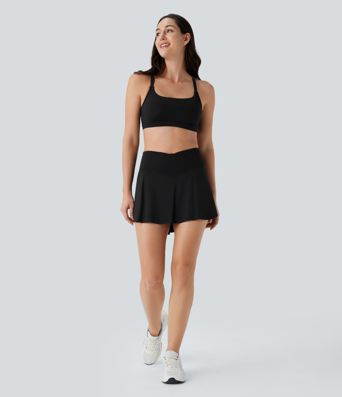 SoftlyZero™ Luftiger Racerback-Sport-BH mit geringer Unterstützung und Kontrastmasche, kühlende Berührung, Yoga-Sportbekleidung - UPF50+