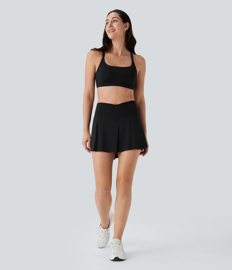 SoftlyZero™ Luftiger Racerback-Sport-BH mit geringer Unterstützung und Kontrastmasche, kühlende Berührung, Yoga-Sportbekleidung - UPF50+