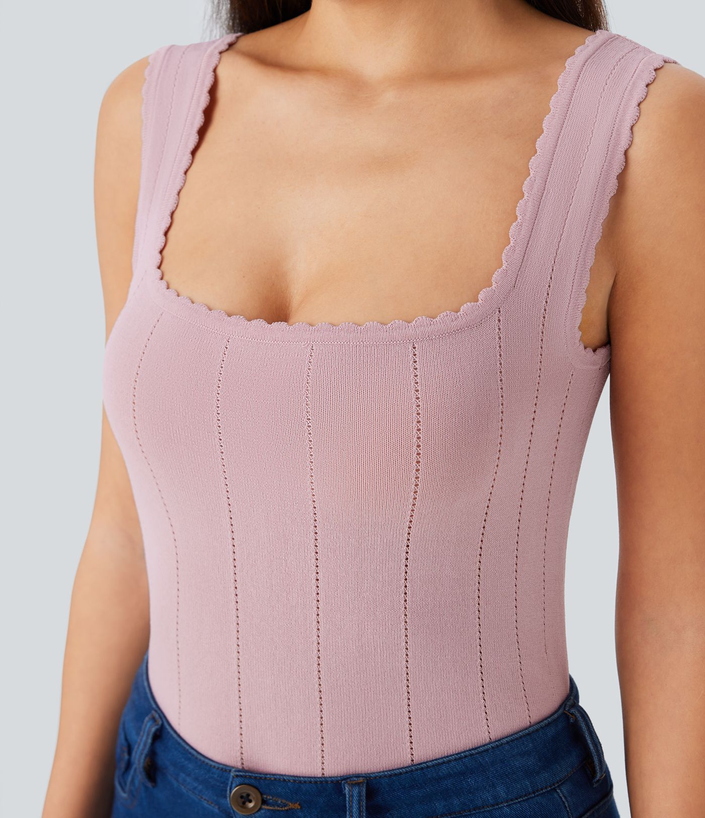 Lässiges, rückenfreies Strick-Tanktop mit quadratischem Ausschnitt