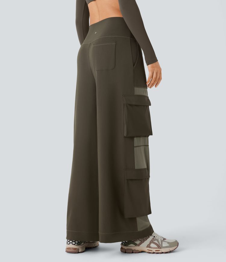 Pantalón cargo  yoga múltiple bolsillo tiro alto