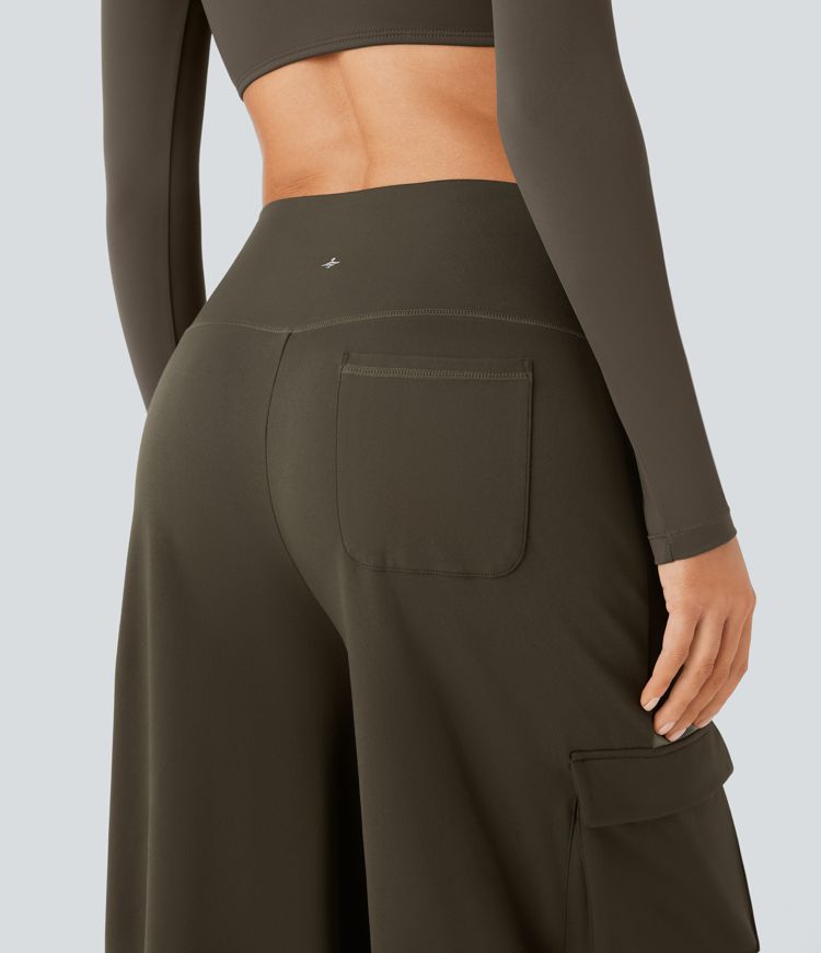 Pantalón cargo  yoga múltiple bolsillo tiro alto