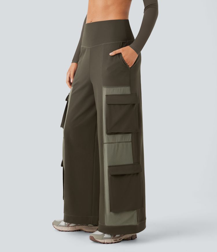 Pantalón cargo  yoga múltiple bolsillo tiro alto