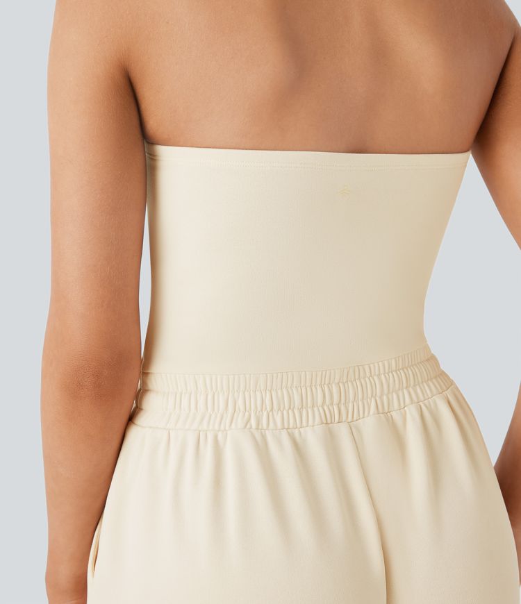 Tube Drawstring Pockets Wide Leg Casual Cargo Jumpsuit