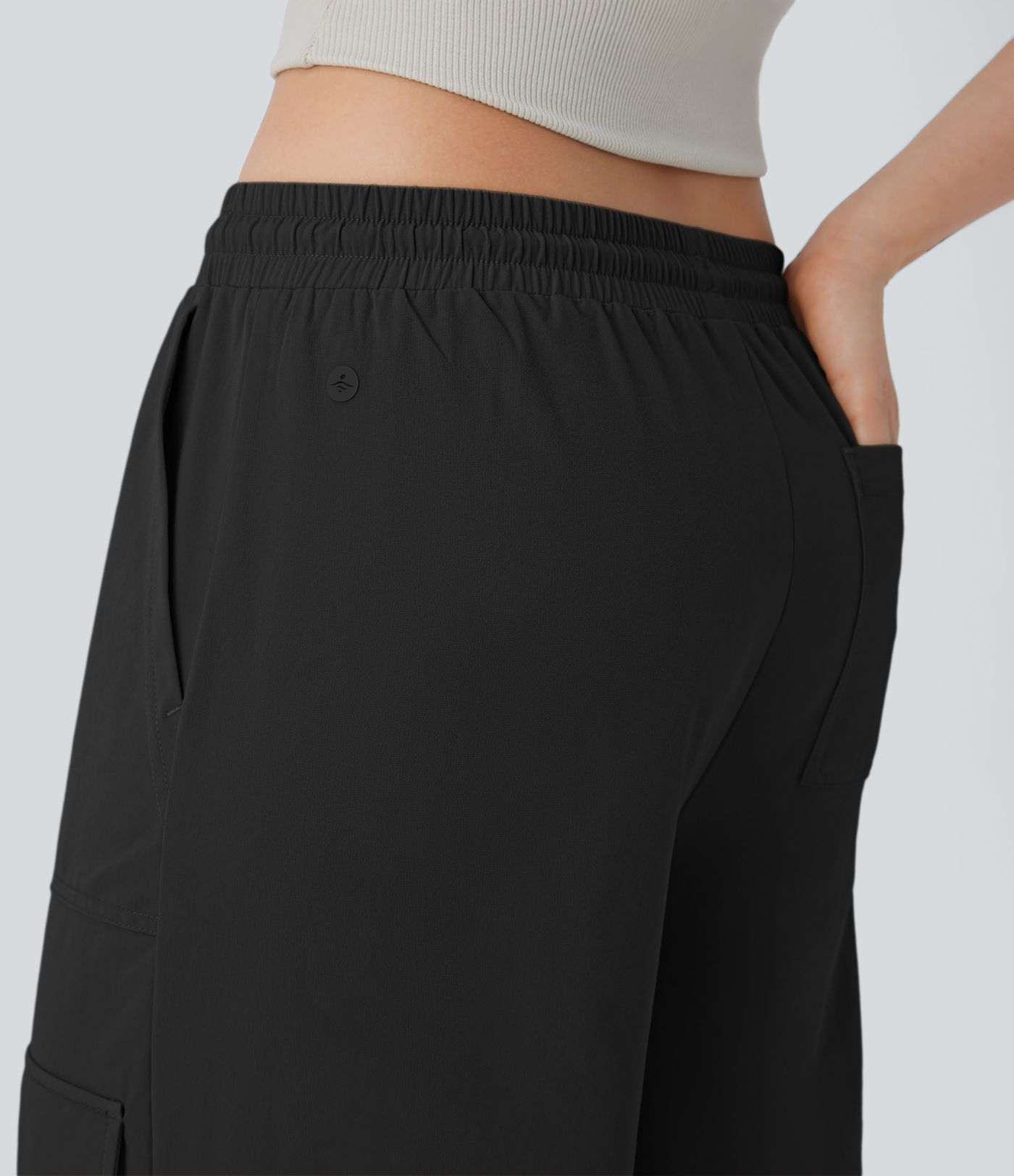 Mid Rise Drawstring Pockets Wide Leg Cargo Casual Pants