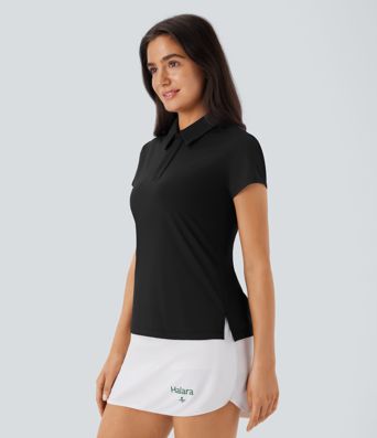 Top deportivo golf ligero cuello polo botón delantera manga corta abertura