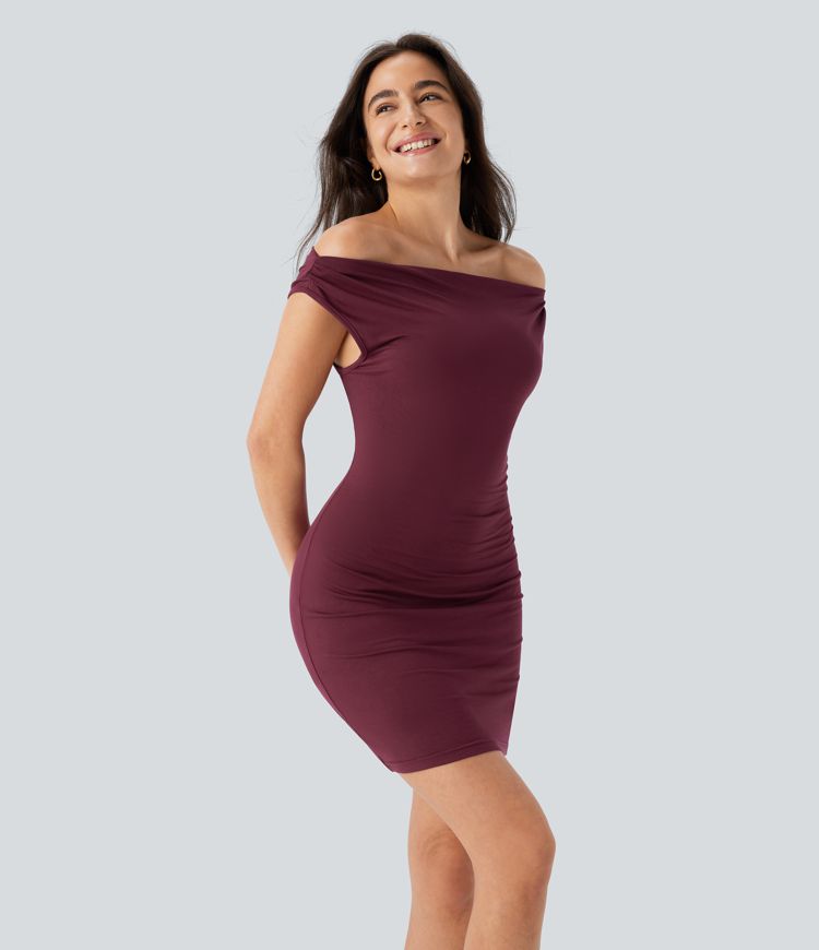 Asymmetric Neck Sleeveless Bodycon Mini Casual Dress