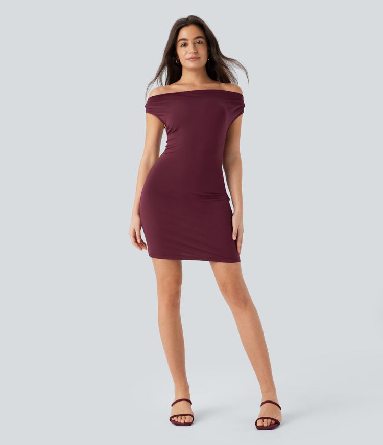 Asymmetric Neck Sleeveless Bodycon Mini Casual Dress