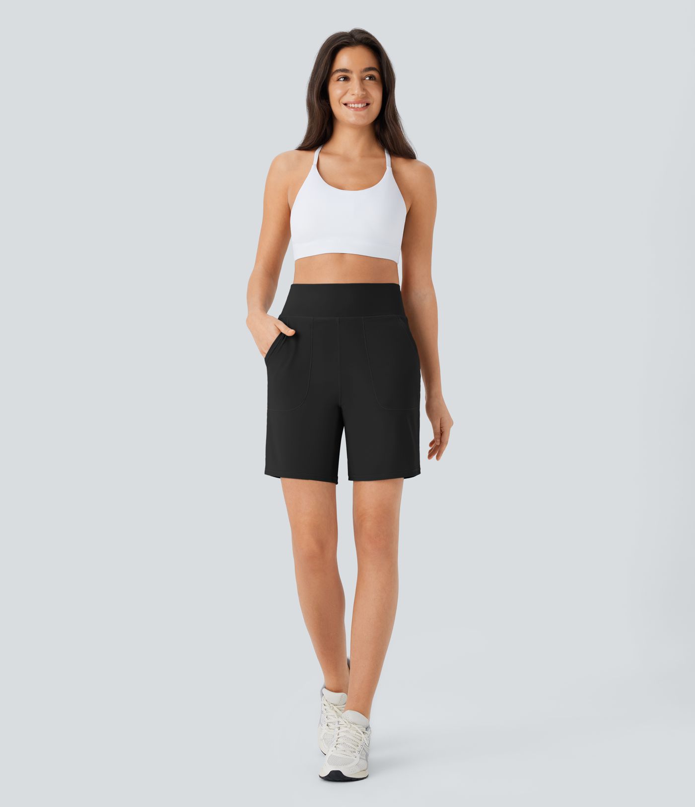 Softlyzero™ Airy Yoga-Shorts mit hohem Bund, Cool-Touch und mehreren Taschen - 17,8cm