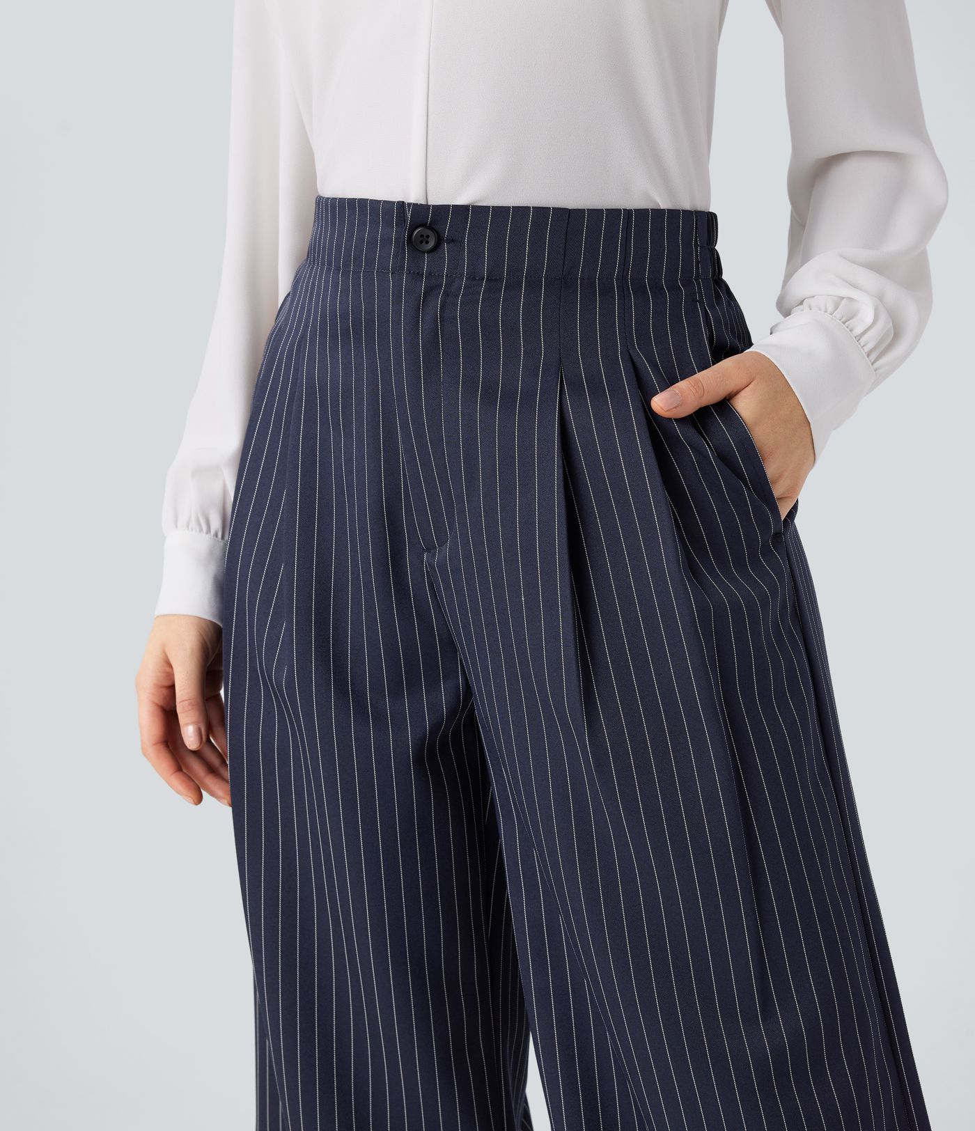 Hohe Taille Taschen Gestreifte Weit Bein Arbeitshose