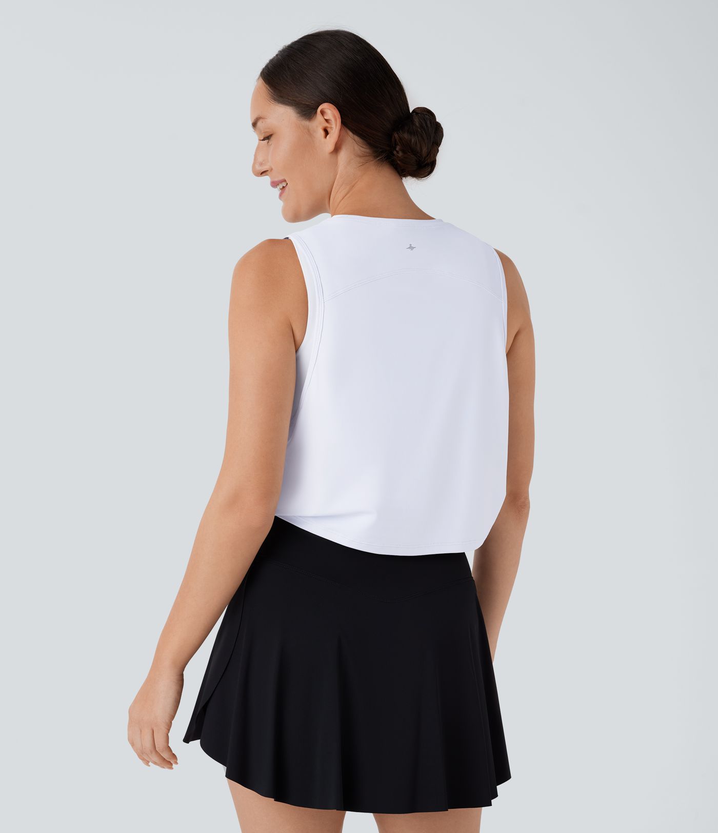 Round Neck Twisted Curved Hem Cropped Pickleball Tank Vest Top