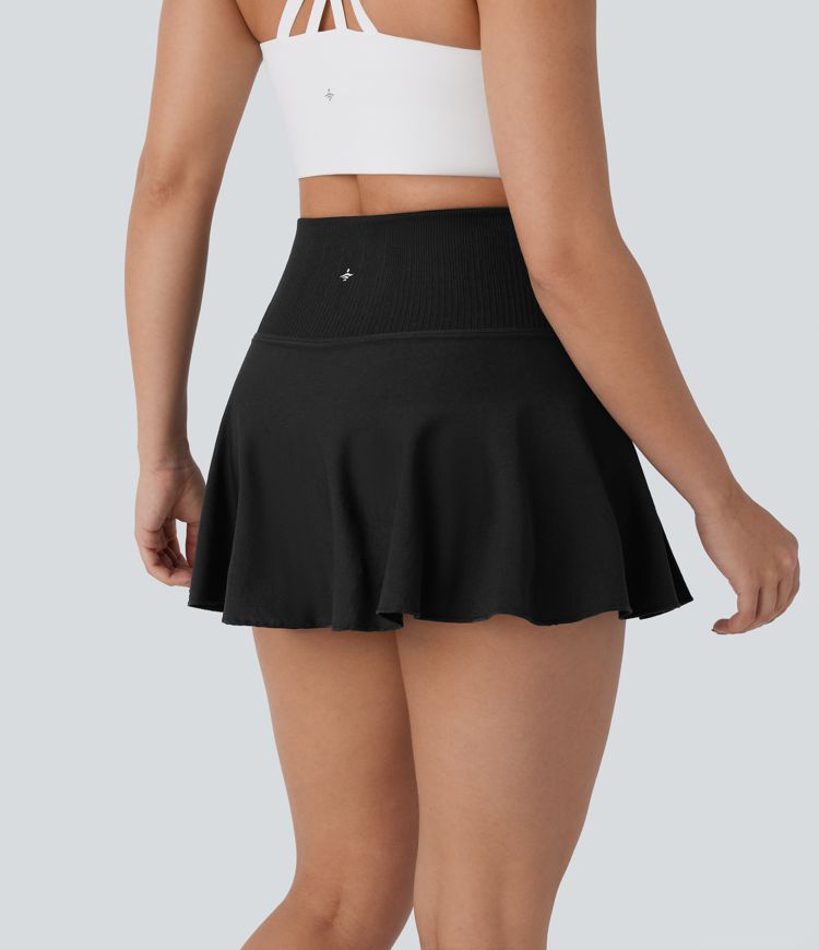 Seamless Flow High Waisted 2-in-1 Flare Mini Yoga Skirt