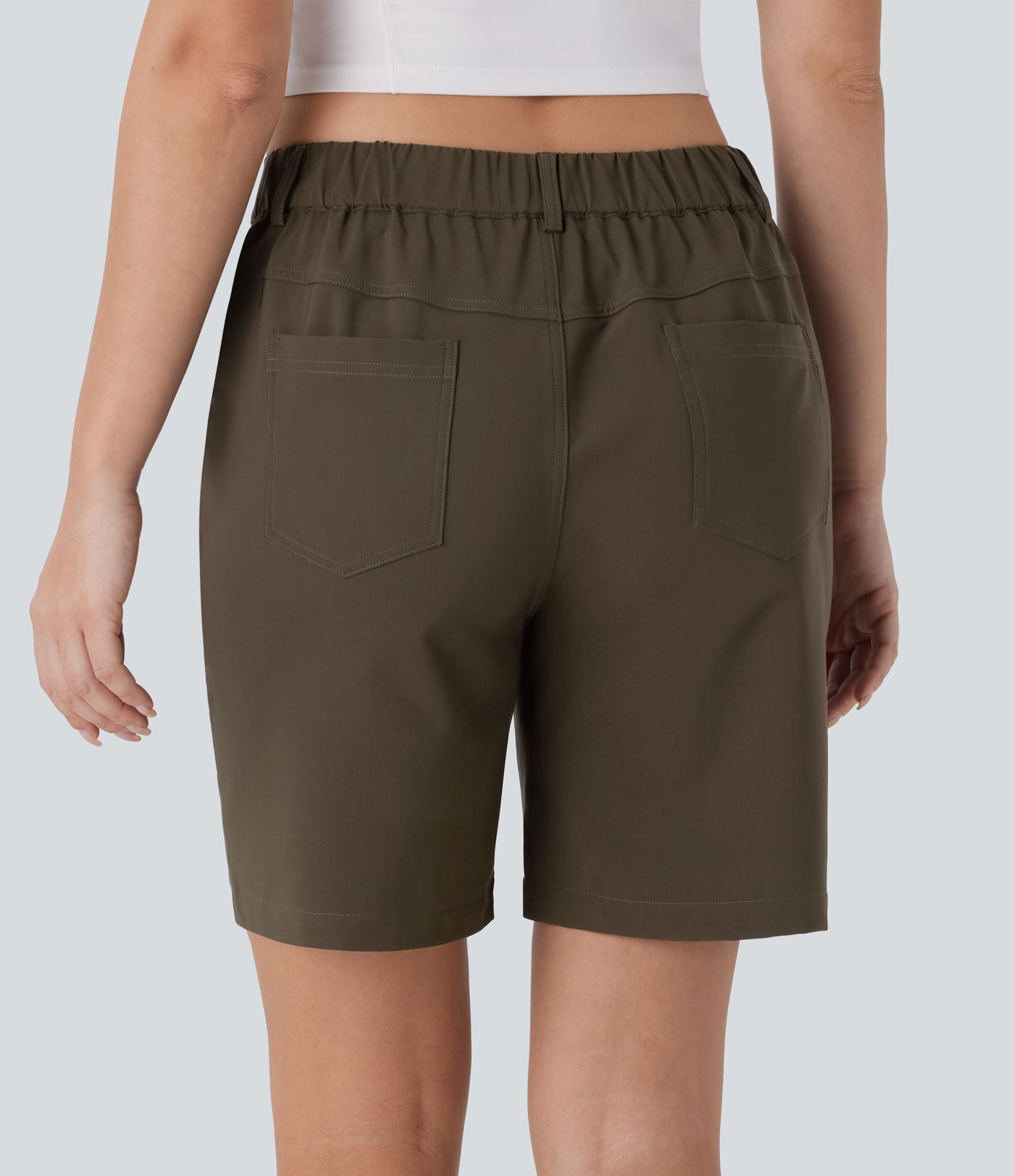 Water Repellent Mid Rise Button Zipper Multiple Pockets Hiking Shorts 7''