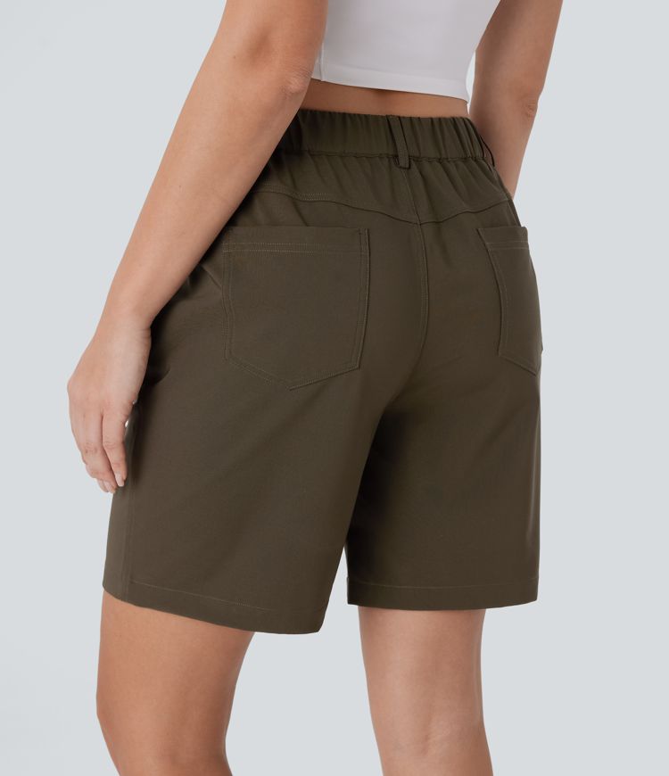 Water Repellent Mid Rise Zipper Pockets Hiking Shorts 7''