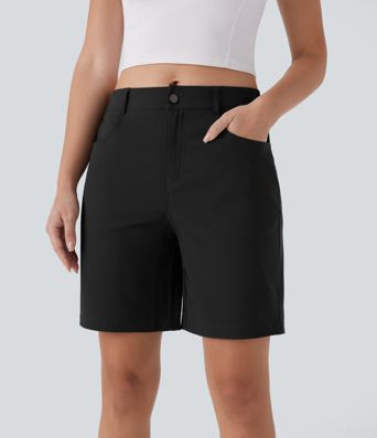 Water Repellent Mid Rise Zipper Pockets Hiking Shorts 7''