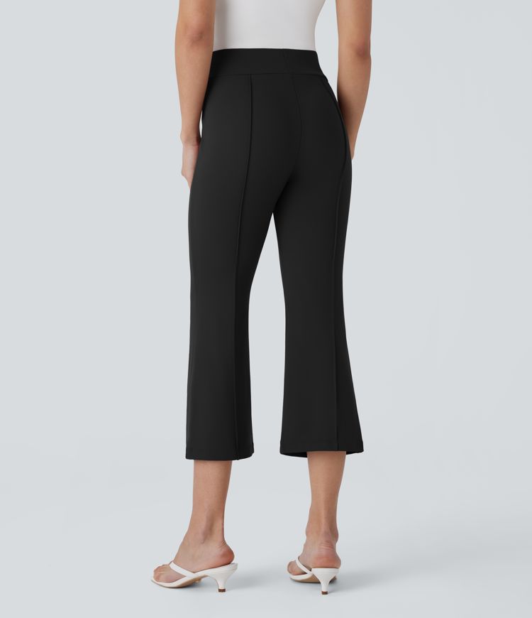 Pantalones capri de tiro medio, estilo bootcut y corte relajado