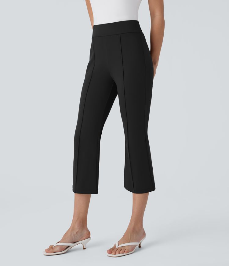Pantalones capri de tiro medio, estilo bootcut y corte relajado
