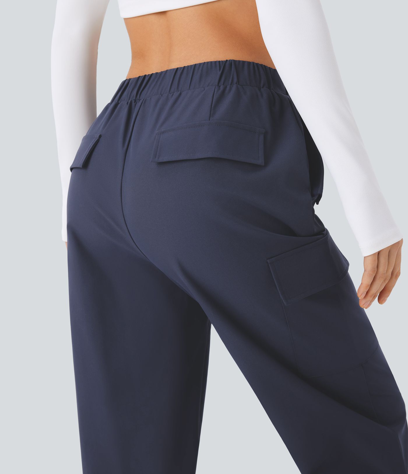 Water Repellent Wear-Resistant Mid Rise Belted Multiple Pockets Hiking Cargo Joggers