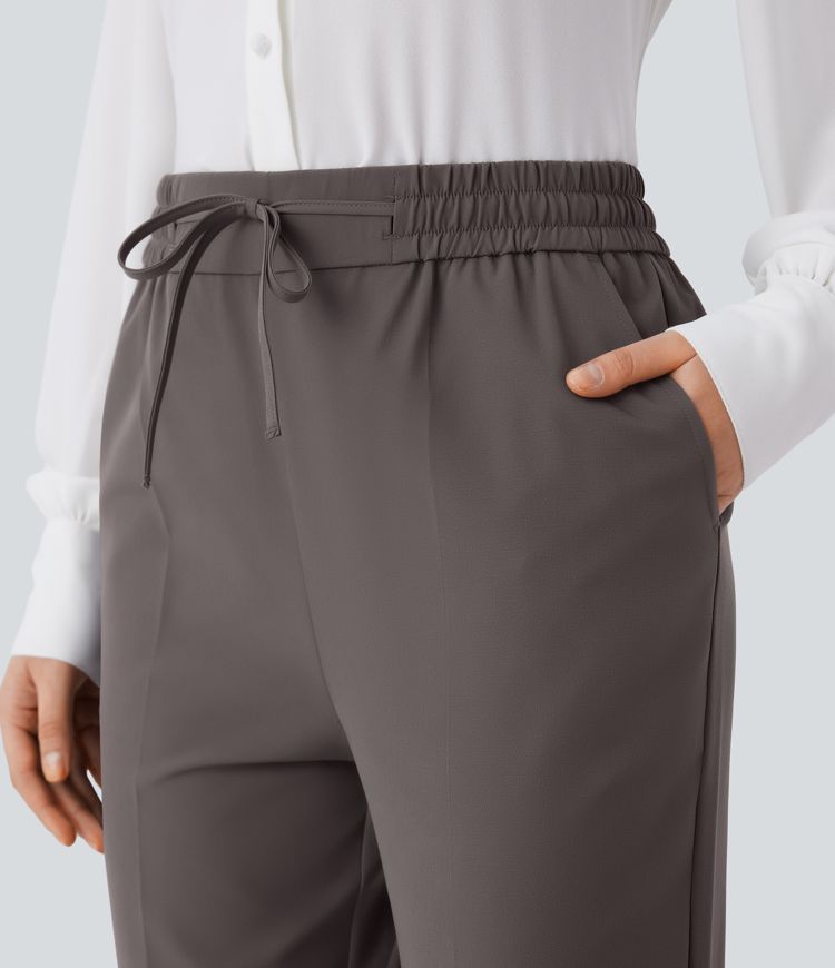 Water Repellent Wear-Resistant High Waisted Drawstring Pocket Thermal Work Pants