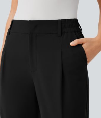 Water Repellent Wear-Resistant Mid High Waisted Zipper Pocket Thermal Straight Leg Work  Pants