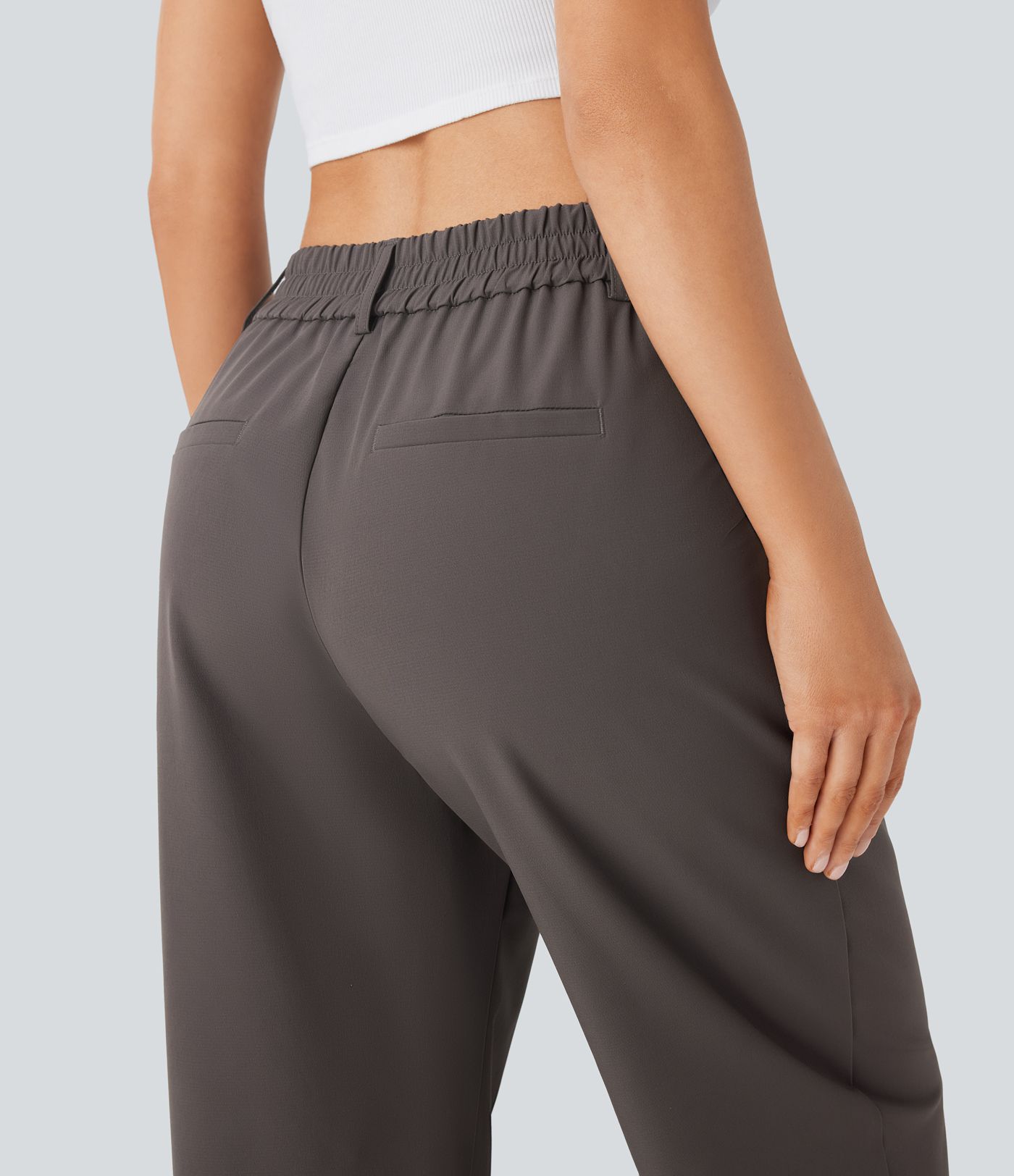 Pantalon tailleur thermique droit taille mi-haute, déperlant et résistant à l'usure