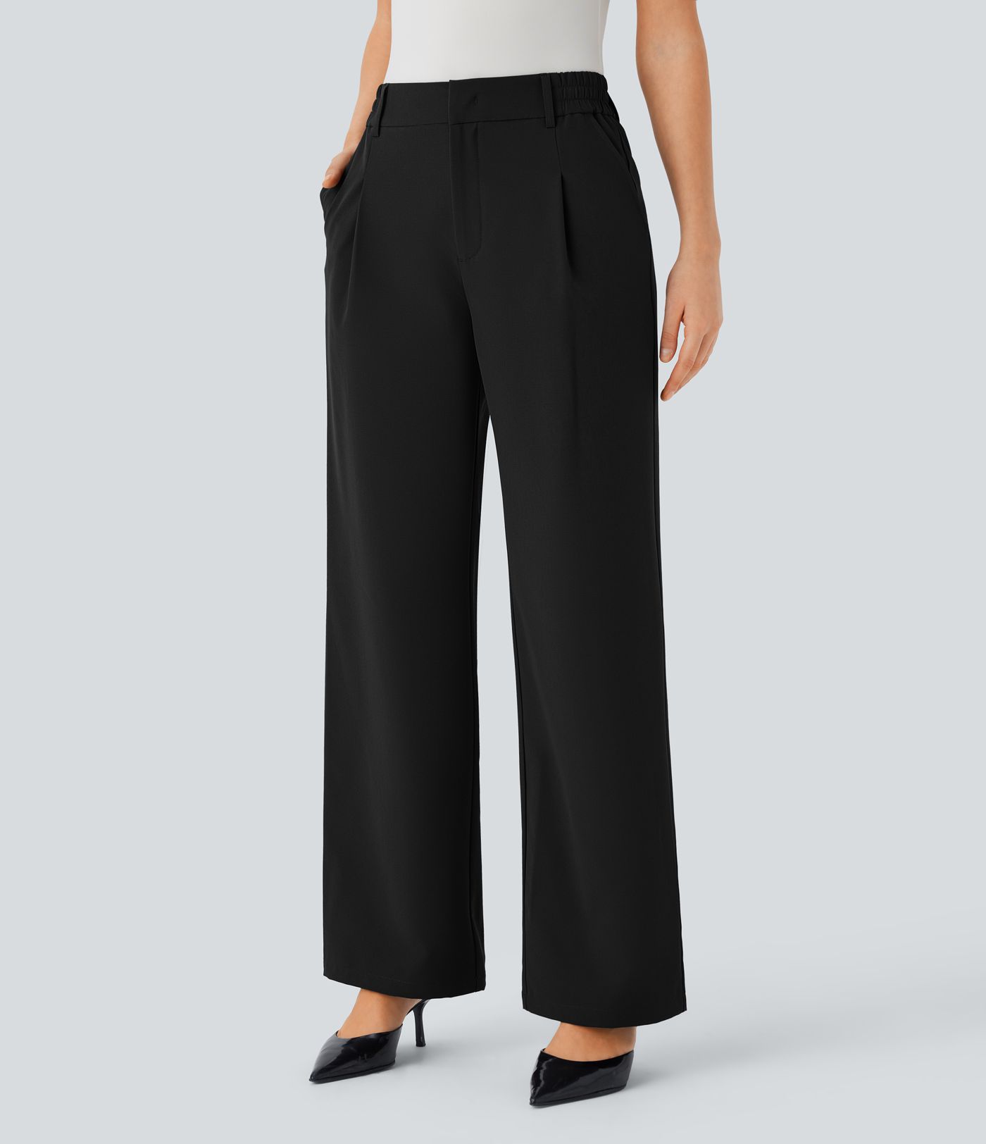 Water Repellent Wear-Resistant Mid High Waisted Zipper Pocket Thermal Straight Leg Work  Pants