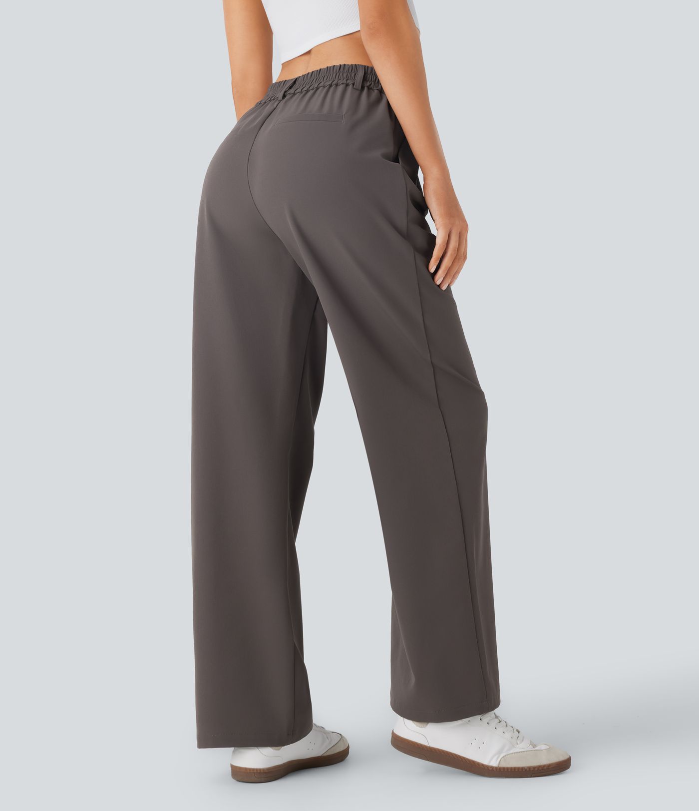 Pantalon tailleur thermique droit taille mi-haute, déperlant et résistant à l'usure