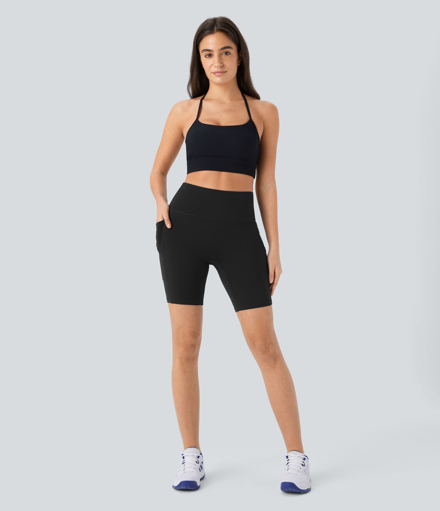 Pantalón corto Softlyzero™ yoga ciclista tiro alto bolsillo doble 17.5cm -UPF50+