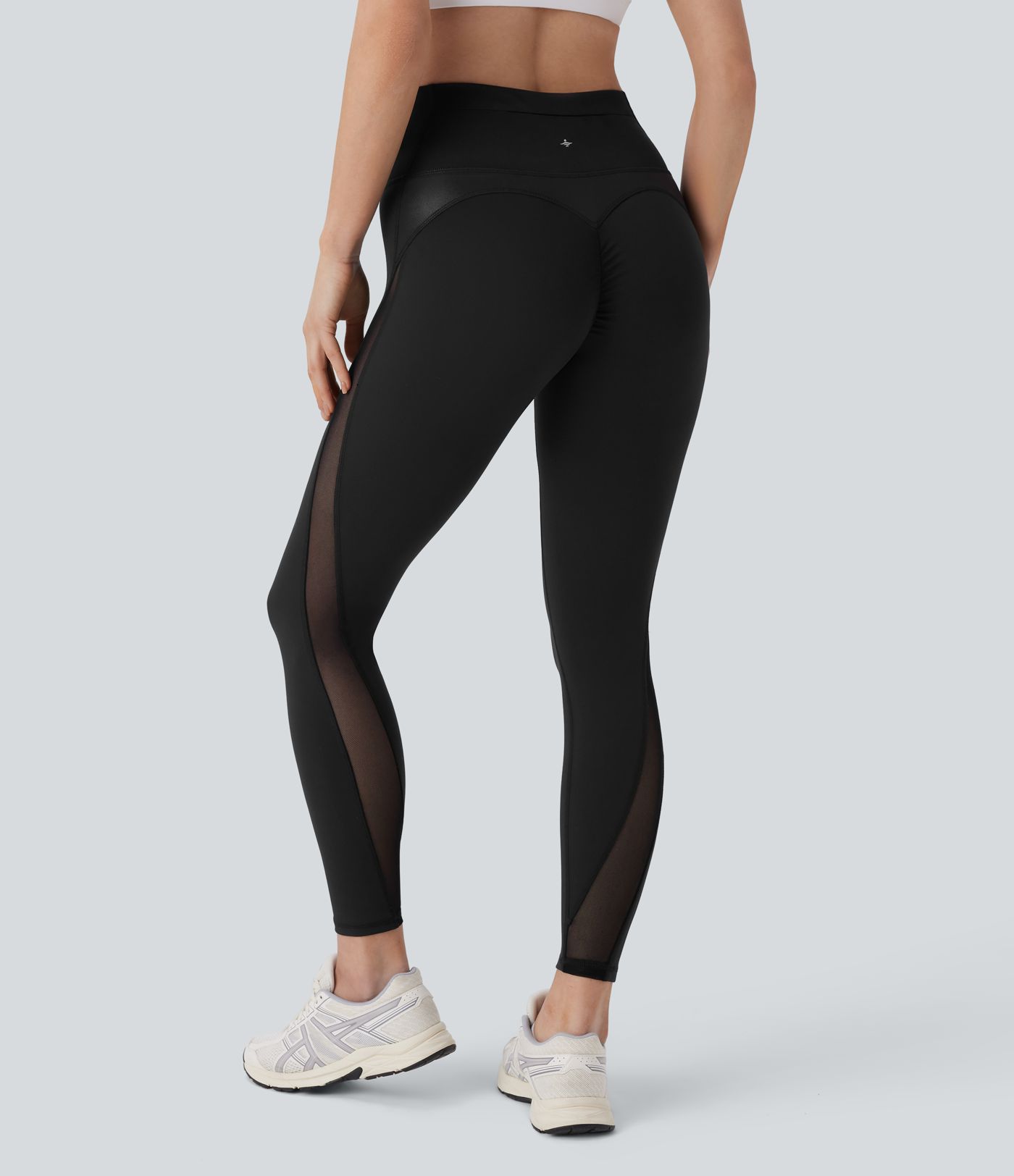 Leggings  malla entrenamiento tiro alto control abdomen bolsillo cierre espalda malla contrastante 7/8