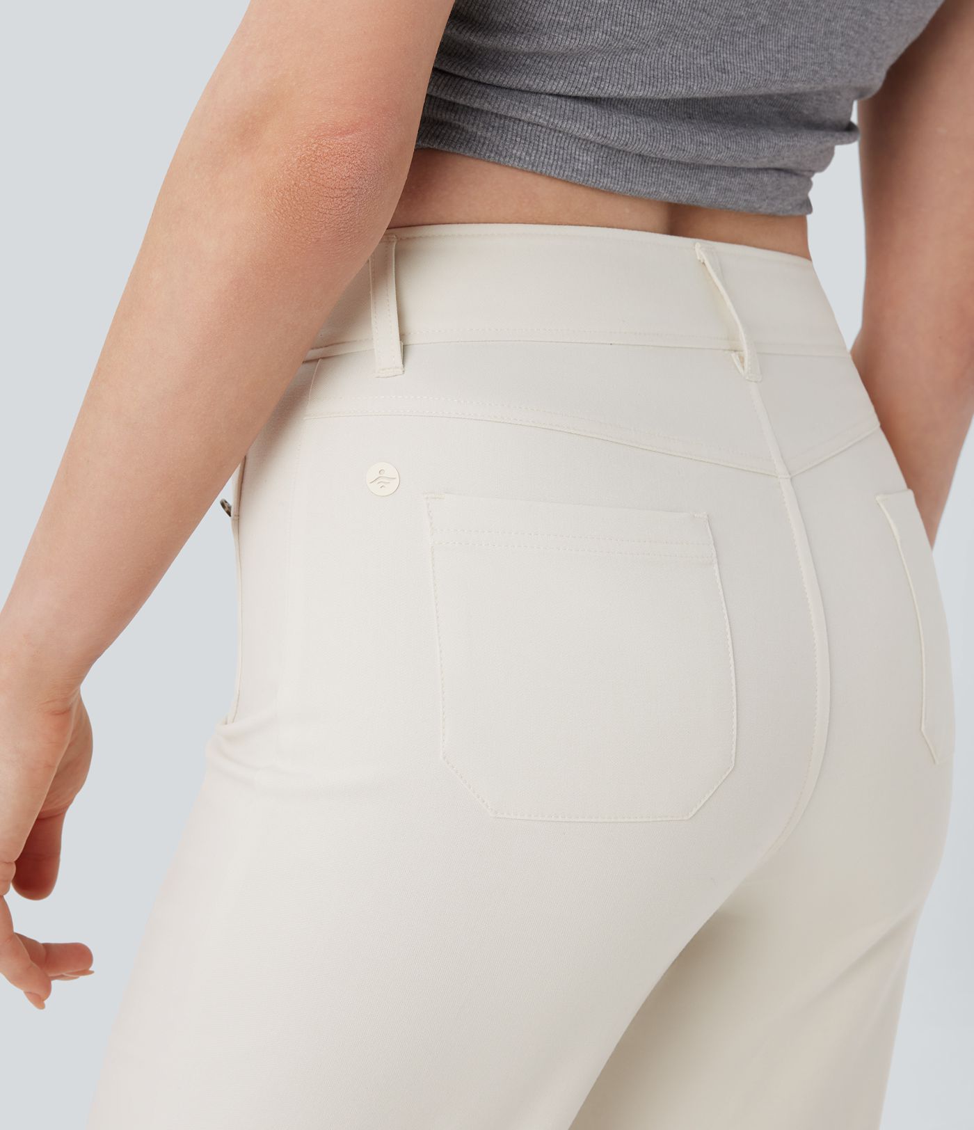 Mid Rise Pockets Casual Pants