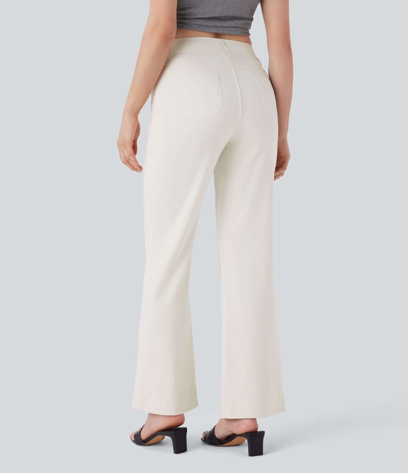 Mid Rise Pockets Casual Pants