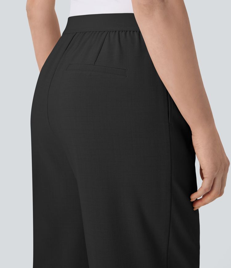 High Waisted Pocket Straight Leg Work Pants