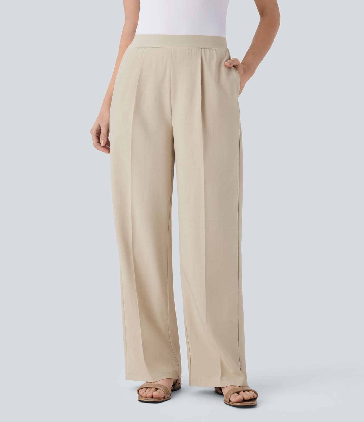 High Waisted Pocket Straight Leg Work Pants