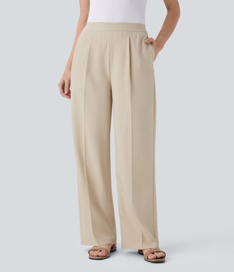High Waisted Pocket Straight Leg Work Pants