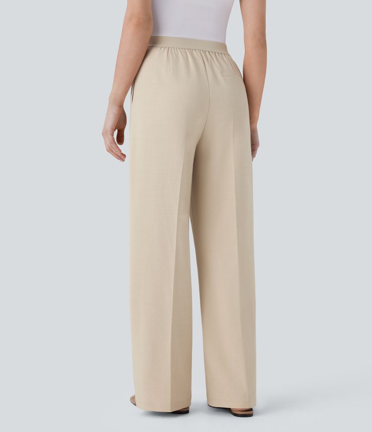 High Waisted Pocket Straight Leg Work Pants
