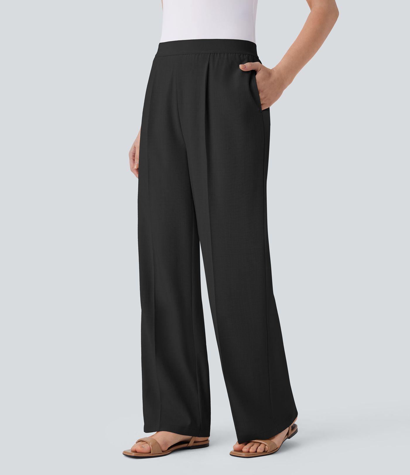 High Waisted Pocket Straight Leg Work Pants