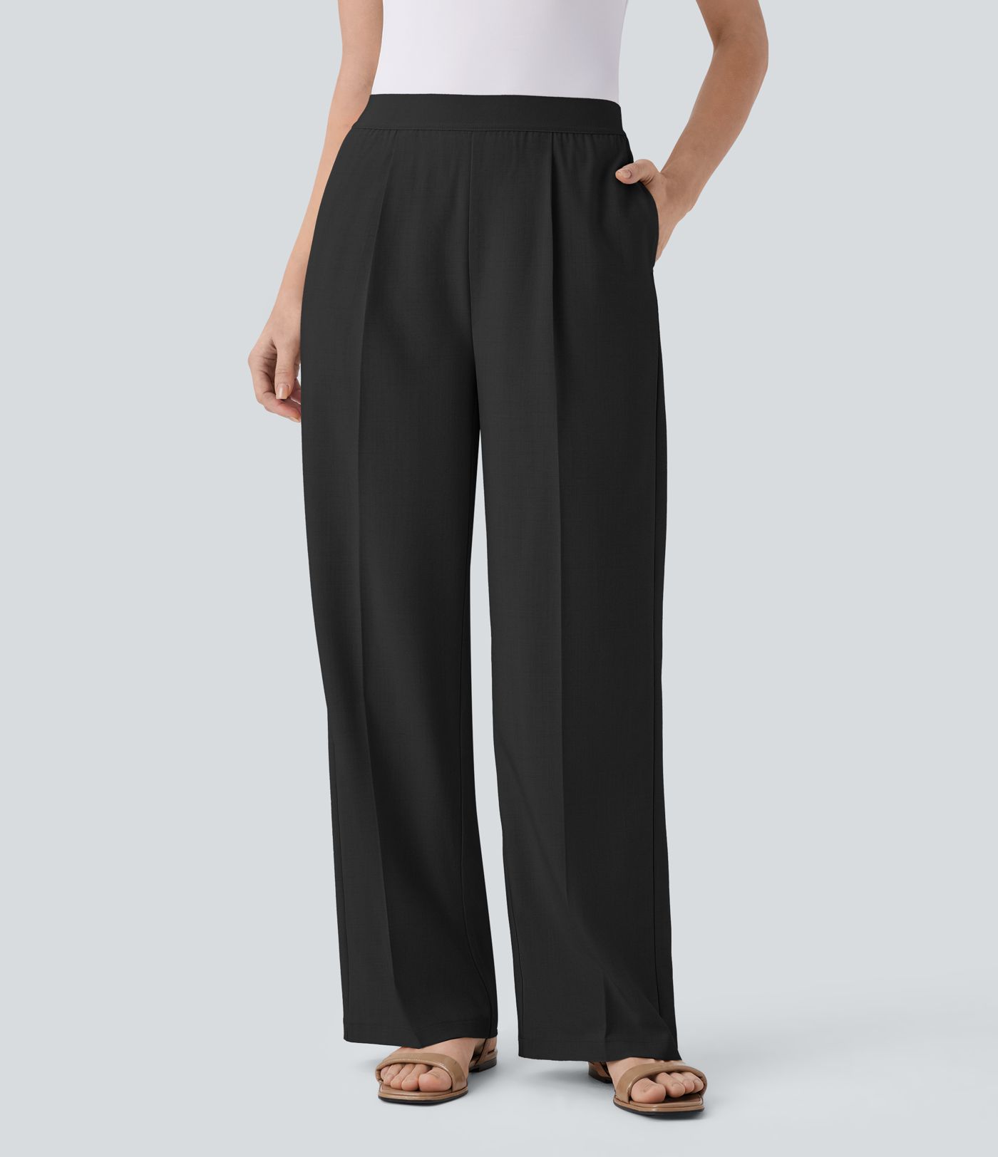 High Waisted Pocket Straight Leg Work Pants