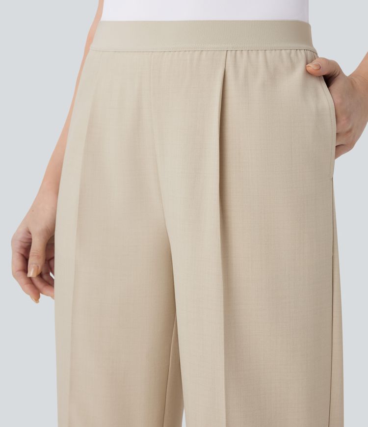 High Waisted Pocket Straight Leg Work Pants