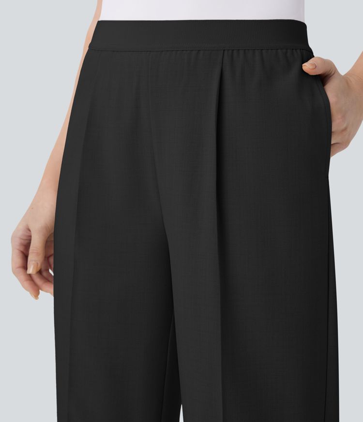 High Waisted Pocket Straight Leg Work Pants