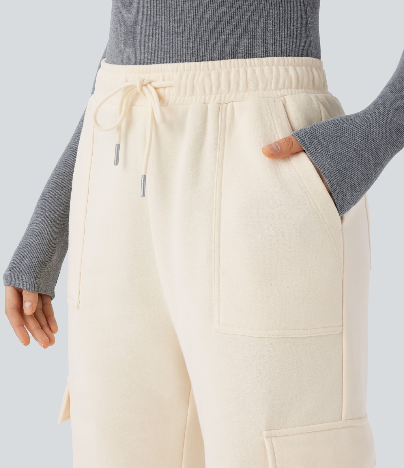 High Waisted Drawstring Pockets Straight Leg Casual Cargo Pants