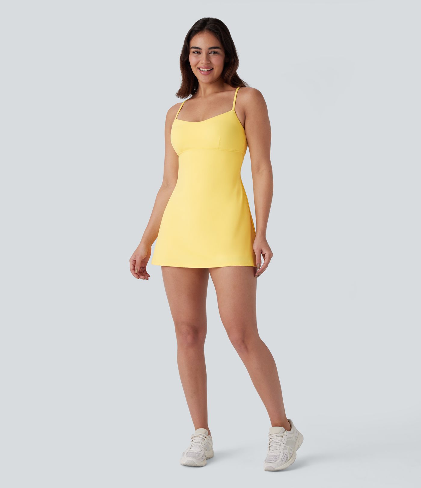 Vestido Softlyzero™ Airy camisero deportivo baile cuello V 2 en 1 cordón cruzado espalda bolsillo lateral