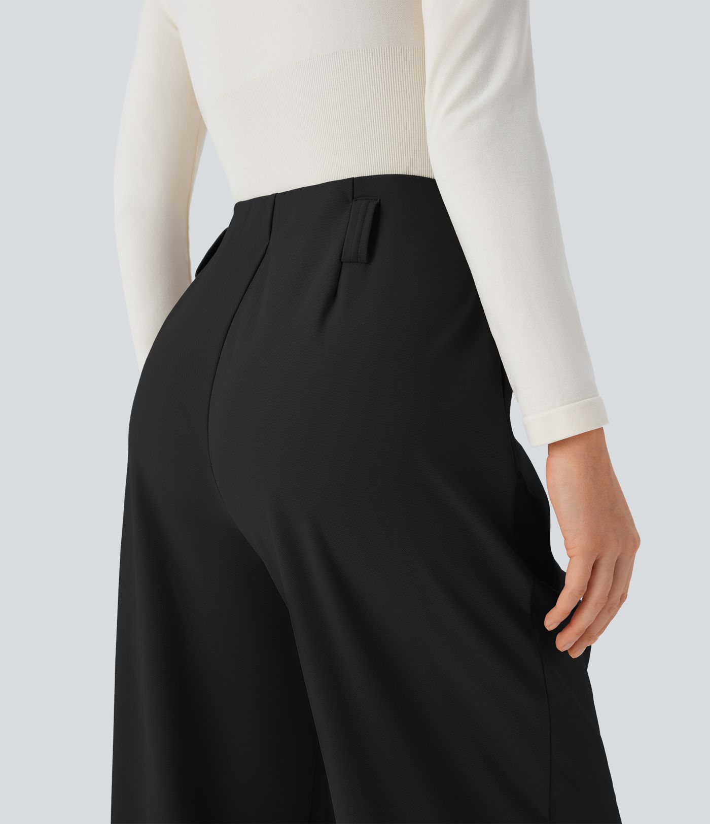 Halara Flex™ High Waisted Belted Side Pocket Straight Leg Twill Work Trousers