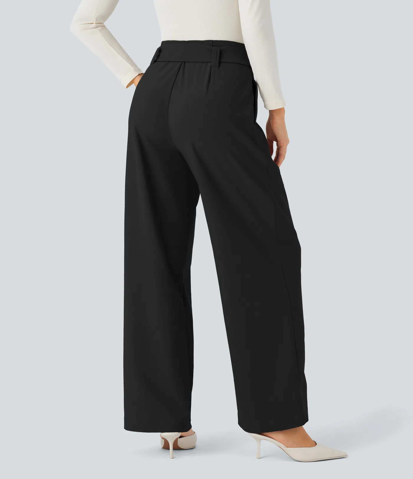 Halara Flex™ High Waisted Belted Pocket Straight Leg Twill Work Pants