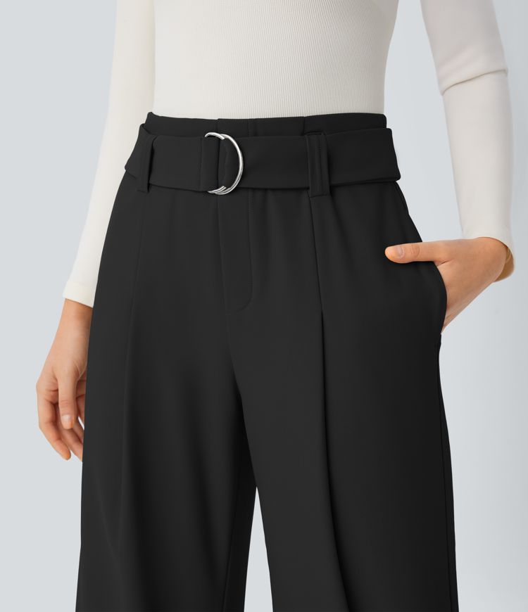 Halara Flex™ High Waisted Belted Pocket Straight Leg Twill Work Pants