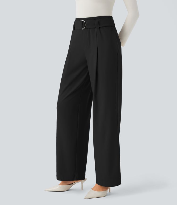 Halara Flex™ High Waisted Belted Pocket Straight Leg Twill Work Pants