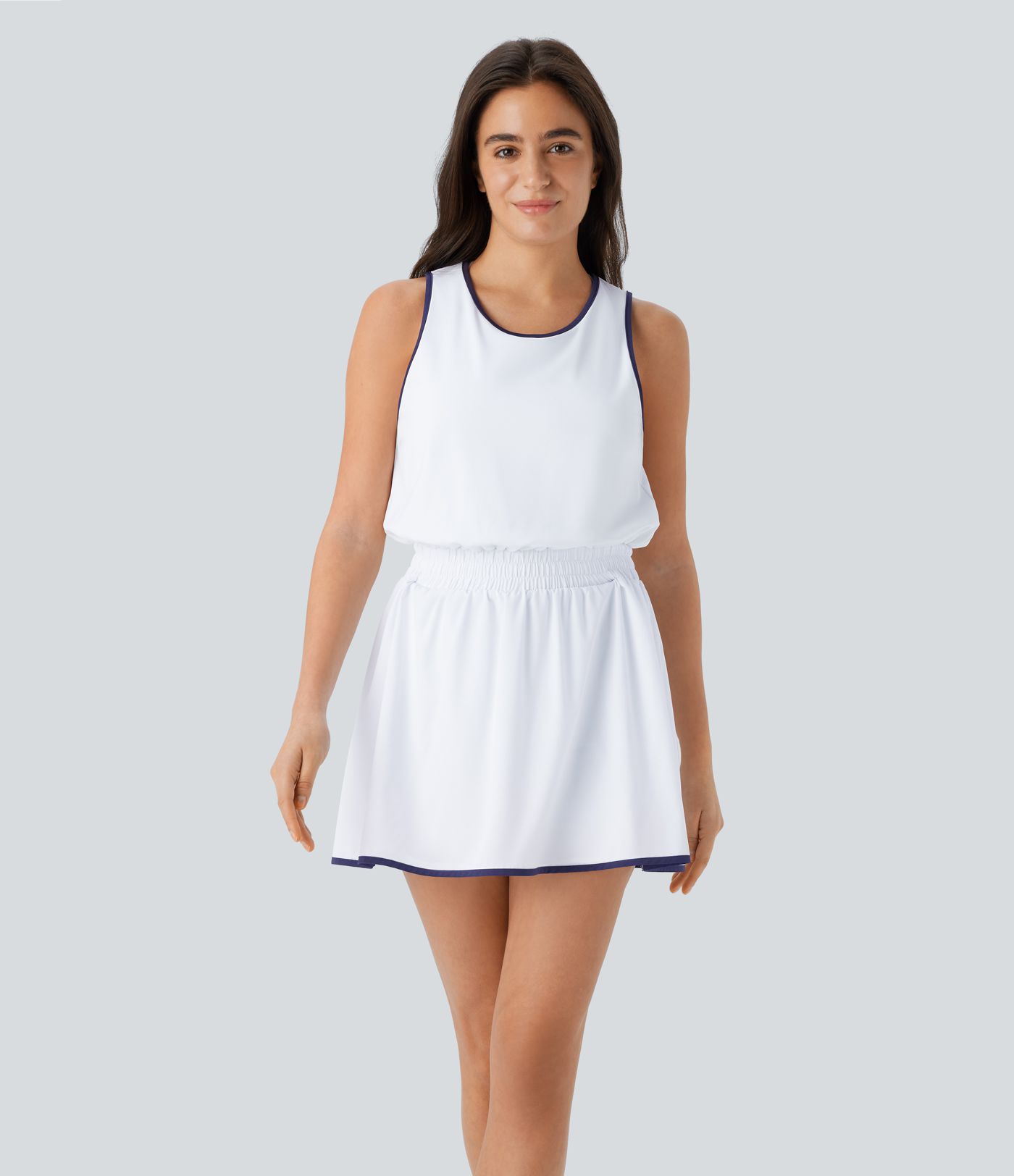 Breezeful™ Tie Back 2-in-1 Pocket Color Block Mini Quick Dry Yoga Active Tank Dress-Easy Peezy