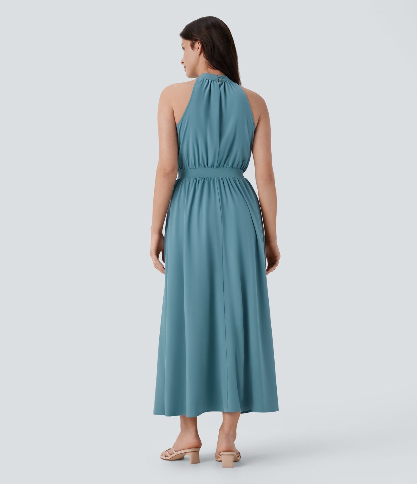 Breezeful™ Ärmelloses, fließendes Urlaubs-Maxikleid mit Schlüsselloch Rücken - schnelltrocknend