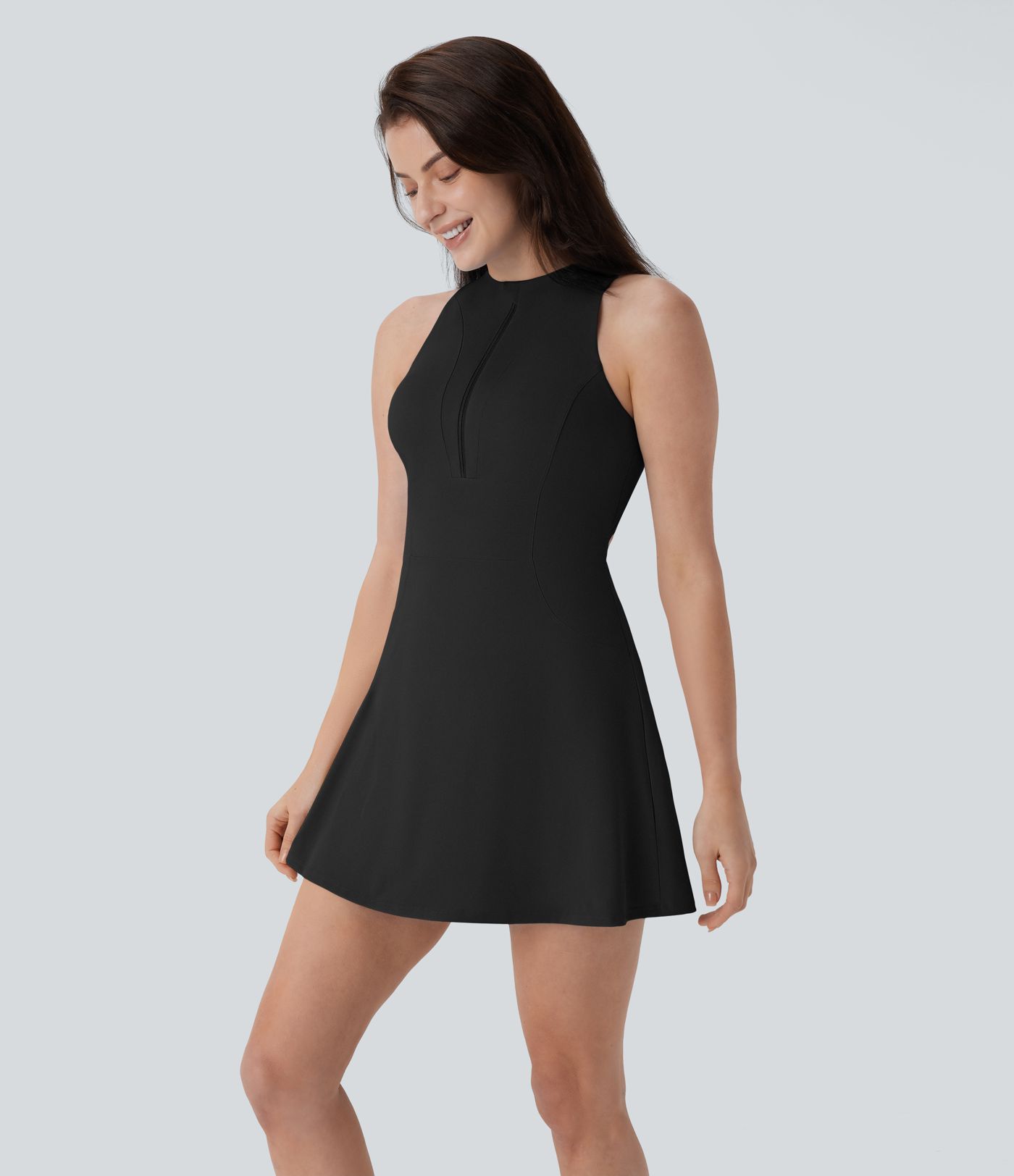 Softlyzero™ QuickDry - 2-teiliges Minigolf-Aktivkleid mit Seitentaschen, Racerback, Reißverschluss und Golf-Tee-Taschen