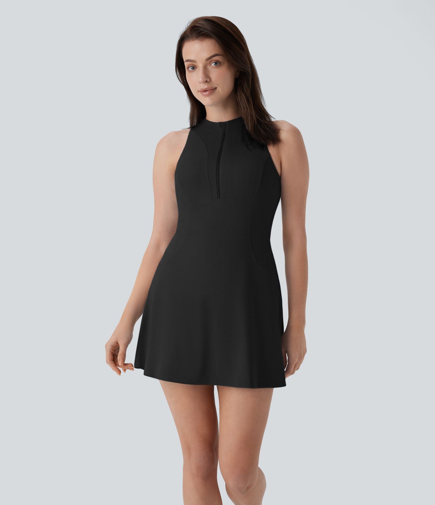 Softlyzero™ QuickDry - 2-teiliges Minigolf-Aktivkleid mit Seitentaschen, Racerback, Reißverschluss und Golf-Tee-Taschen