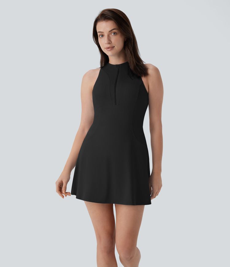 Softlyzero™ QuickDry - 2-teiliges Minigolf-Aktivkleid mit Seitentaschen, Racerback, Reißverschluss und Golf-Tee-Taschen