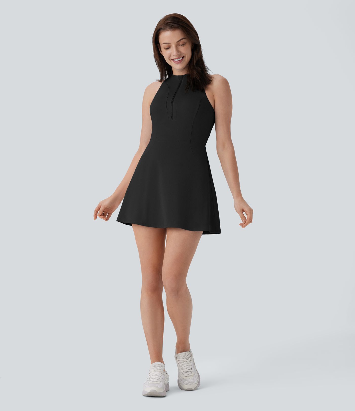 Softlyzero™ QuickDry - 2-teiliges Minigolf-Aktivkleid mit Seitentaschen, Racerback, Reißverschluss und Golf-Tee-Taschen